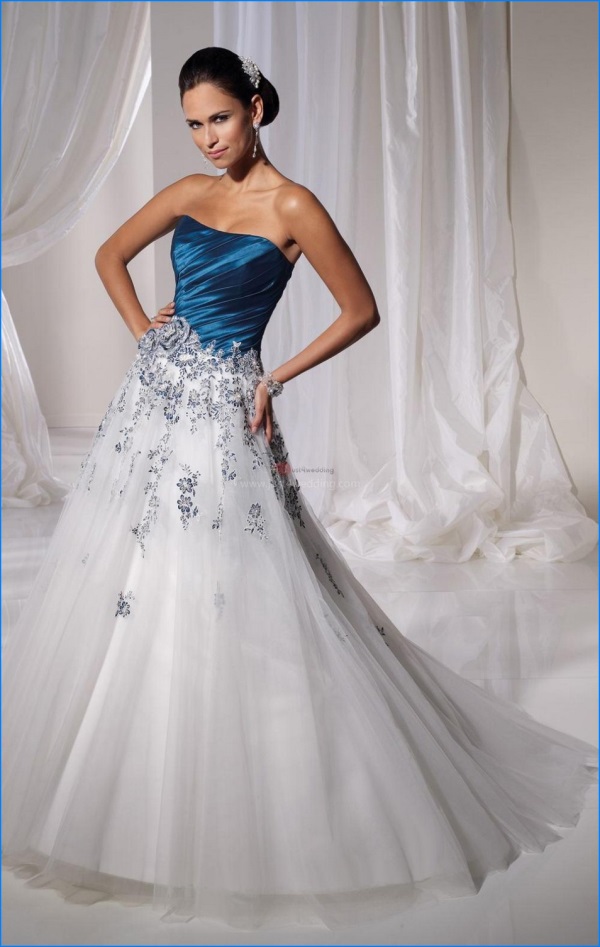 Make your prom night memorable in white and royal blue wedding dresses! You