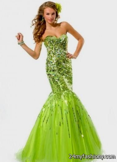lime green mermaid prom dresses