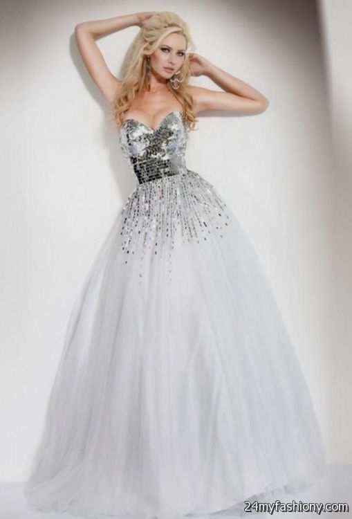 Collection White And Silver Prom Dresses Pictures - Reikian