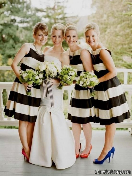 black and white striped bridesmaid dresses