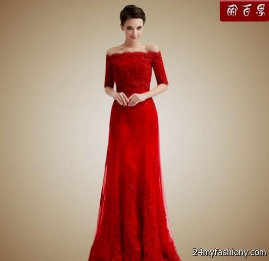 red evening gown with sleeves 2016-2017 » B2B Fashion