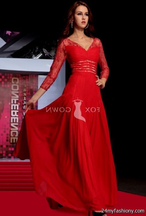 red evening gowns with sleeves 2016-2017 » B2B Fashion