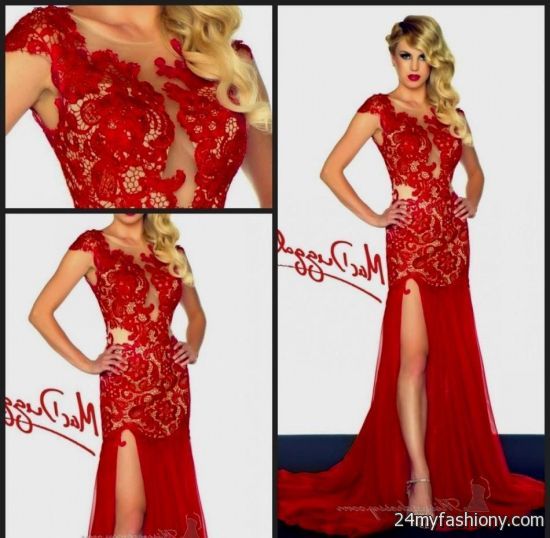 red lace prom dress with sleeves 2016-2017 » B2B Fashion