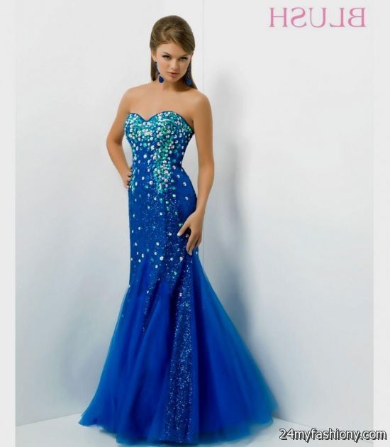 Images of Royal Blue Mermaid Prom Dress - Reikian
