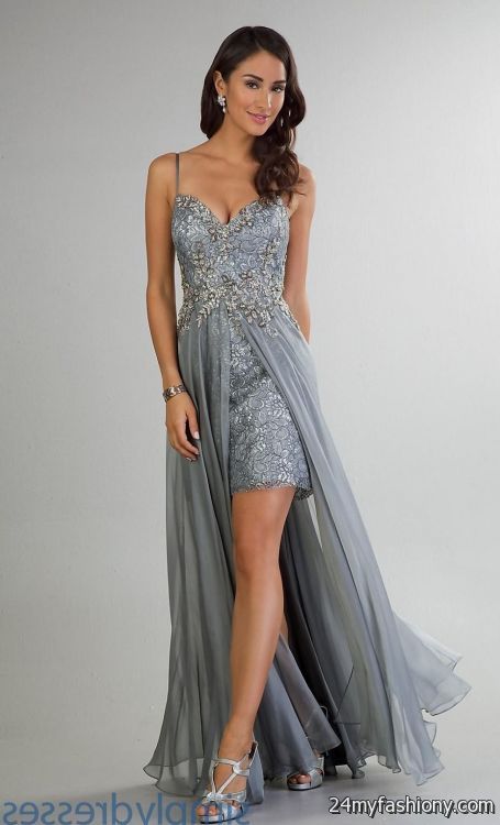 silver high low gown