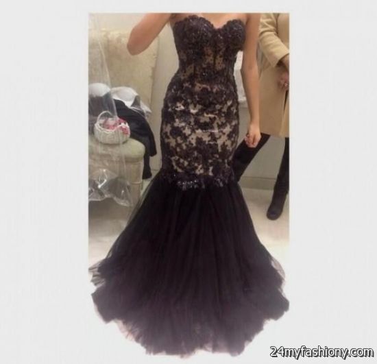 black and tan lace prom dress