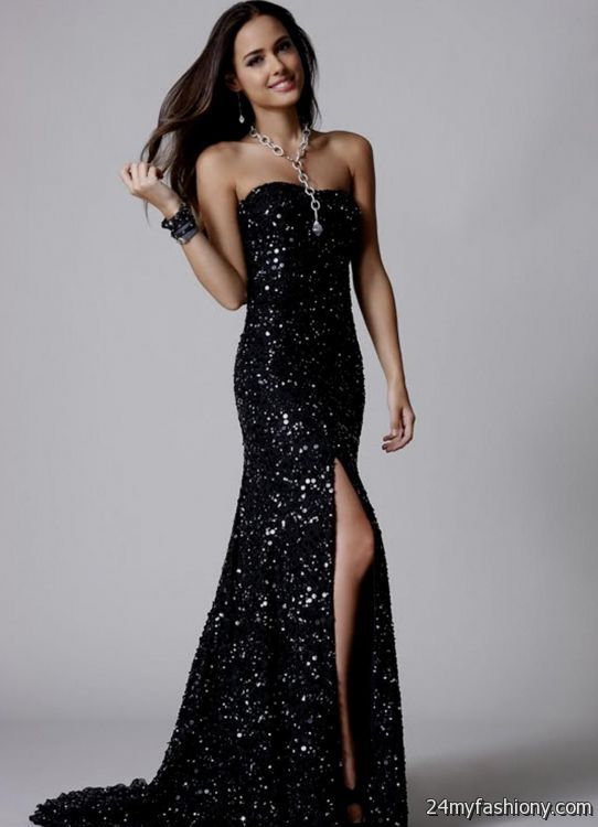 Images of Black Sequin Prom Dress - Reikian