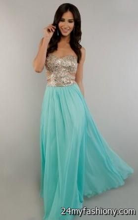 light blue and gold prom dress