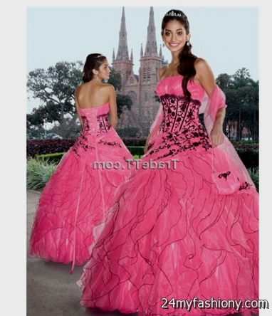 pink and black wedding dress