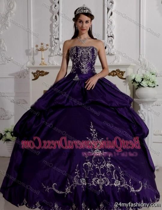 purple and silver quinceanera dresses