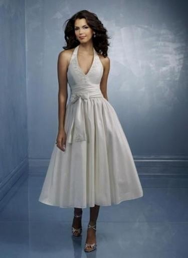 halter tea length dress