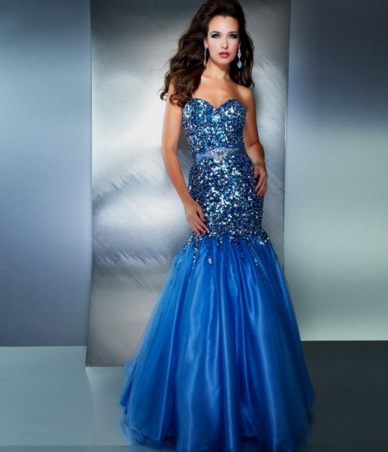 Images of Blue Mermaid Prom Dresses - Reikian