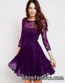 purple lace skater dress