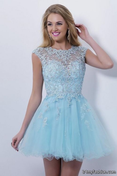 Images of Short Light Blue Prom Dresses - Reikian