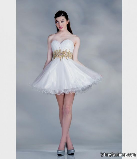 White And Gold Short Prom Dresses 2016 2017 B2b Fashion
