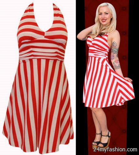 Red and white striped dress 2017-2018 » B2B Fashion