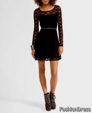 black lace sleeve dress forever 21 2017-2018
