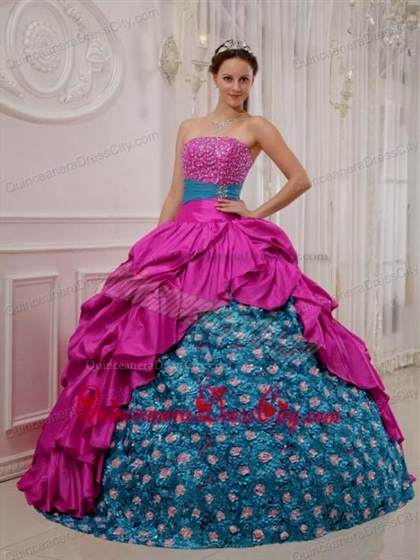 blue with pink dresses for quinceaneras 2018