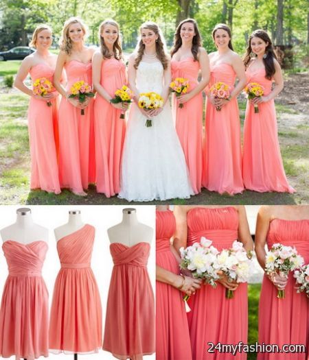 salmon color bridesmaid dresses