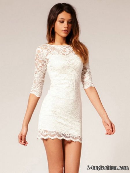 White long sleeve lace dress 2018-2019
