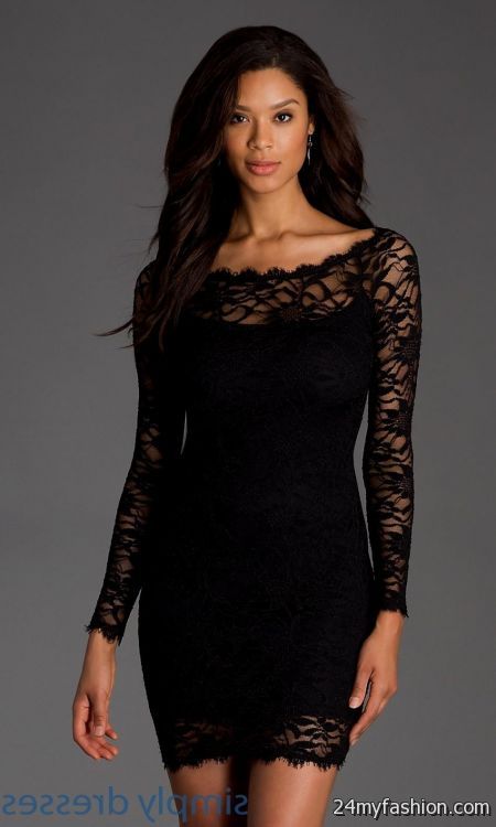 black lace short dress long sleeve