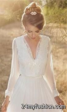 casual winter wedding dresses with sleeves 2018-2019