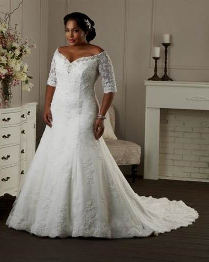 plus size fit and flare wedding dresses with sleeves 2018-2019