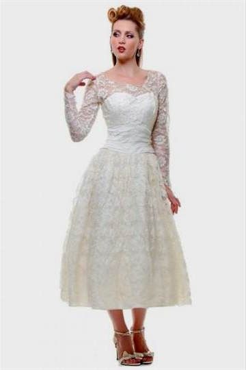 plus size wedding dress with sleeves tea length 2018-2019