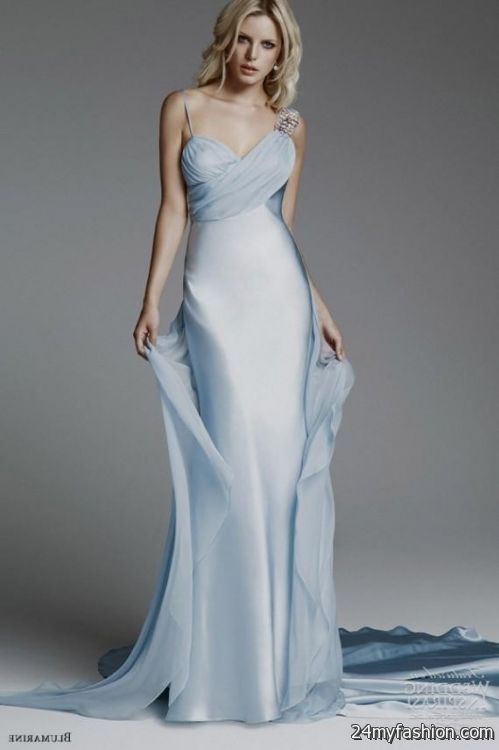 white and blue wedding dresses with straps 2018-2019