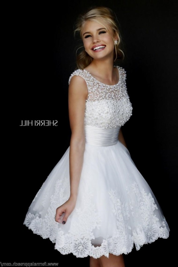White lace prom dress Sherri Hill 2023-2024 - B2B Fashion