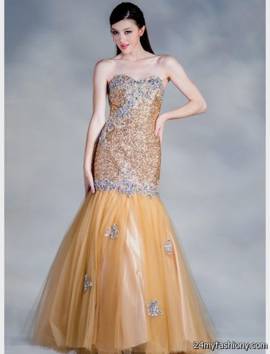 gold mermaid prom dress looks - B2B Fashion