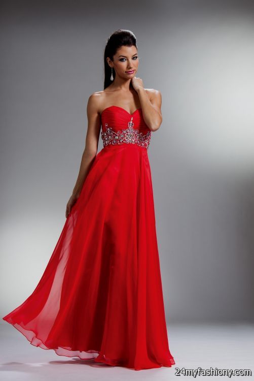 long red strapless prom dresses looks - B2B Fashion