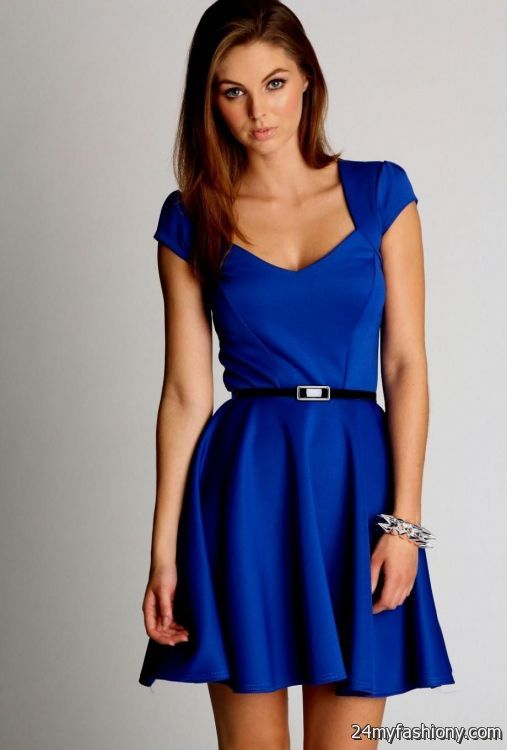 navy blue skater dress outfit looks - B2B Fashion