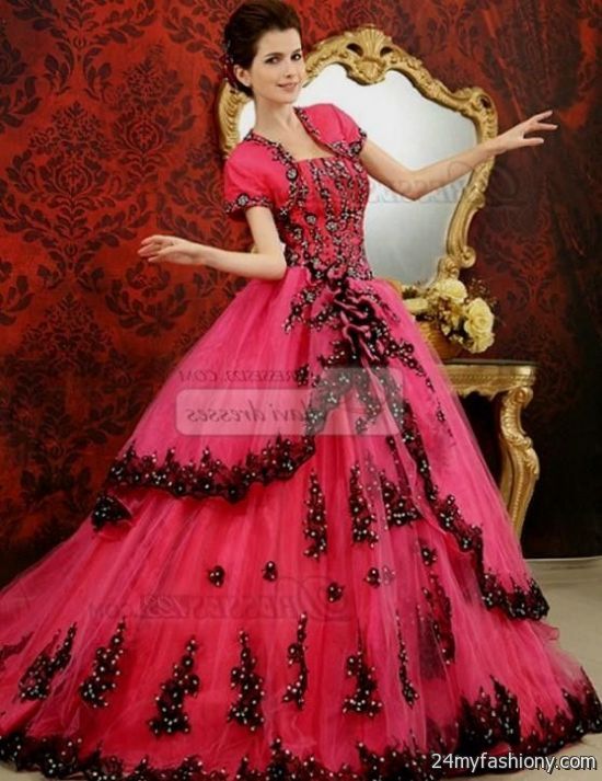 Red ball gowns with sleeves - B2B Fashion