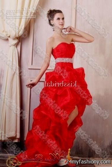 red prom dresses short front long back looks - B2B Fashion
