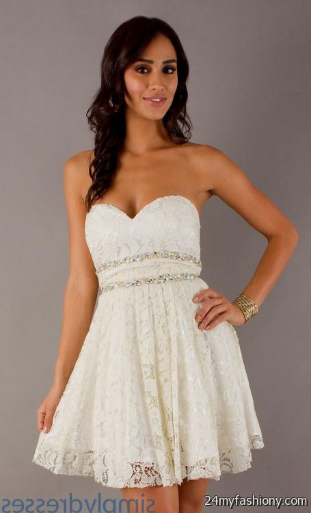 short white lace graduation  dresses  looks B2B Fashion
