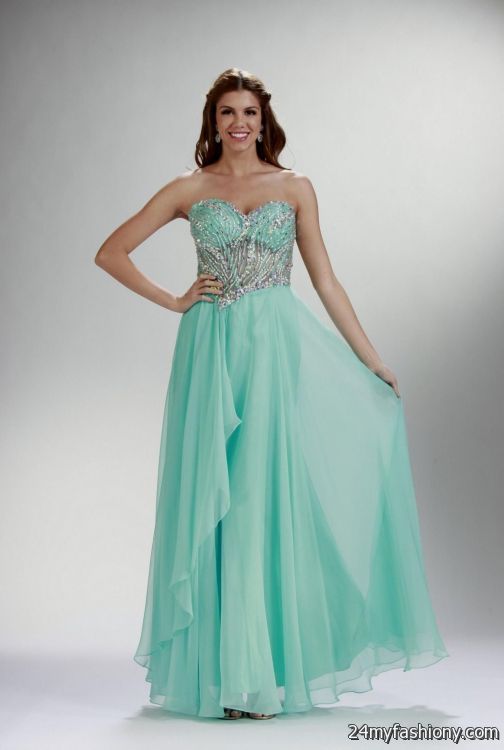 strapless aqua prom dresses looks - B2B Fashion