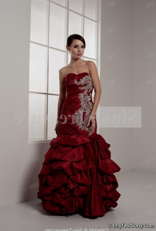 wine red mermaid prom dress looks - B2B Fashion