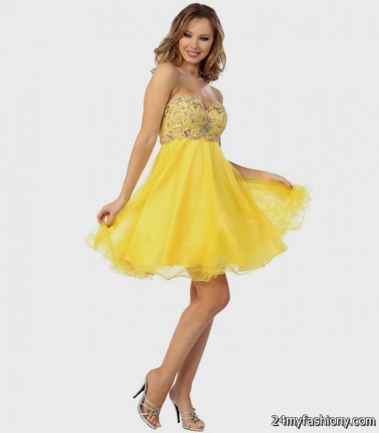 yellow short prom dresses looks - B2B Fashion