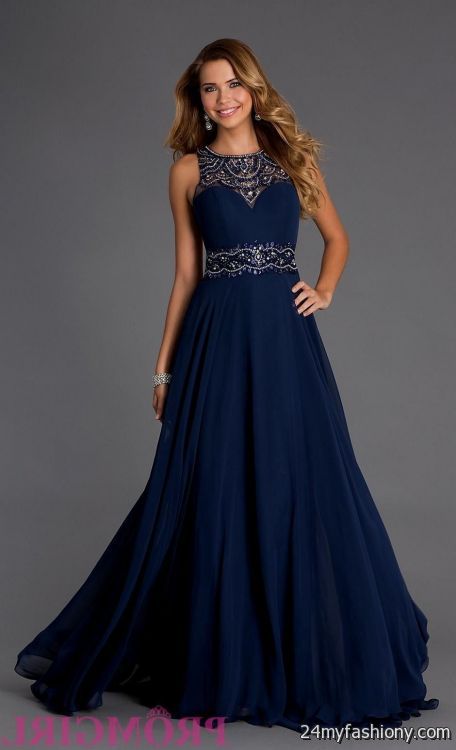  navy  blue  chiffon prom  dresses  looks B2B Fashion