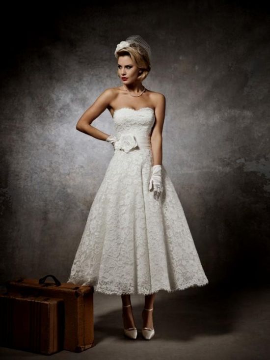 lace tea length wedding dress looks 2023-2024 - B2B Fashion