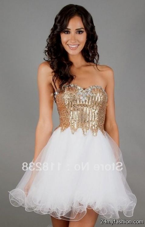 white and gold dama dresses