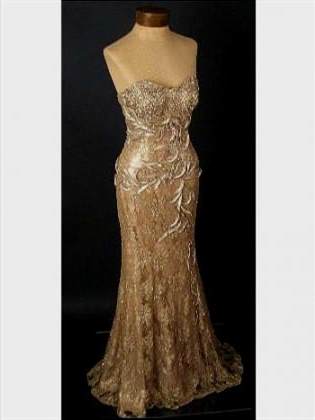 antique gold lace wedding dress 2017-2018