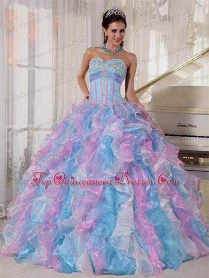 baby blue and pink quince dresses 2017-2018