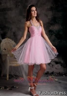 baby pink short prom dresses 2017-2018