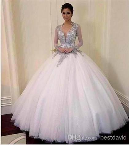 ball gown wedding dresses with bling and sleeves 2017-2018