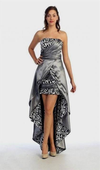 black and silver high low prom dresses 2017-2018