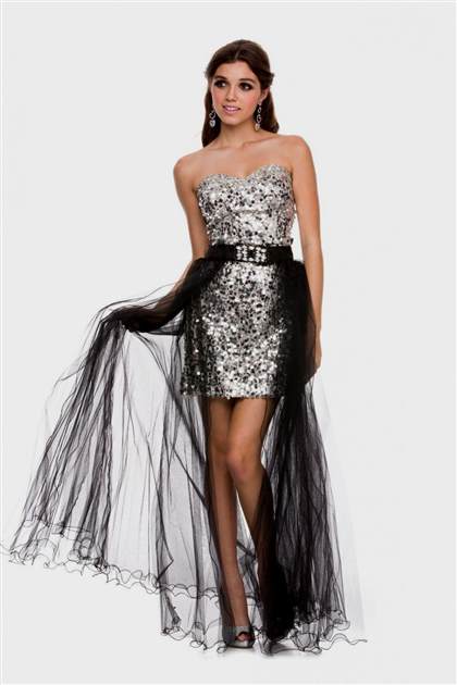 black and silver high low prom dresses 2017-2018