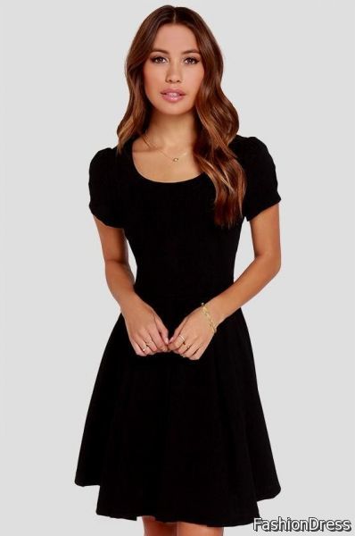black dress with 3/4 sleeves 2017-2018