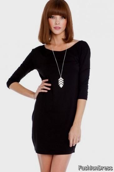 black dress with 3/4 sleeves 2017-2018